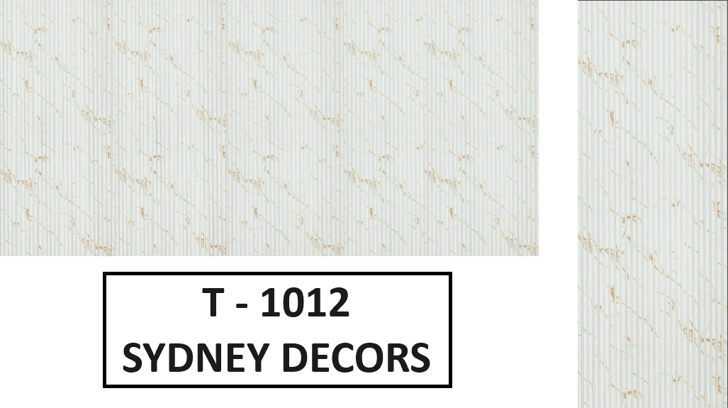 Sydney Decors wall panel design T-1012 with a light background and subtle gold patterns.